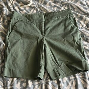 LOFT Green Bermuda Shorts Classic Cotton Twill